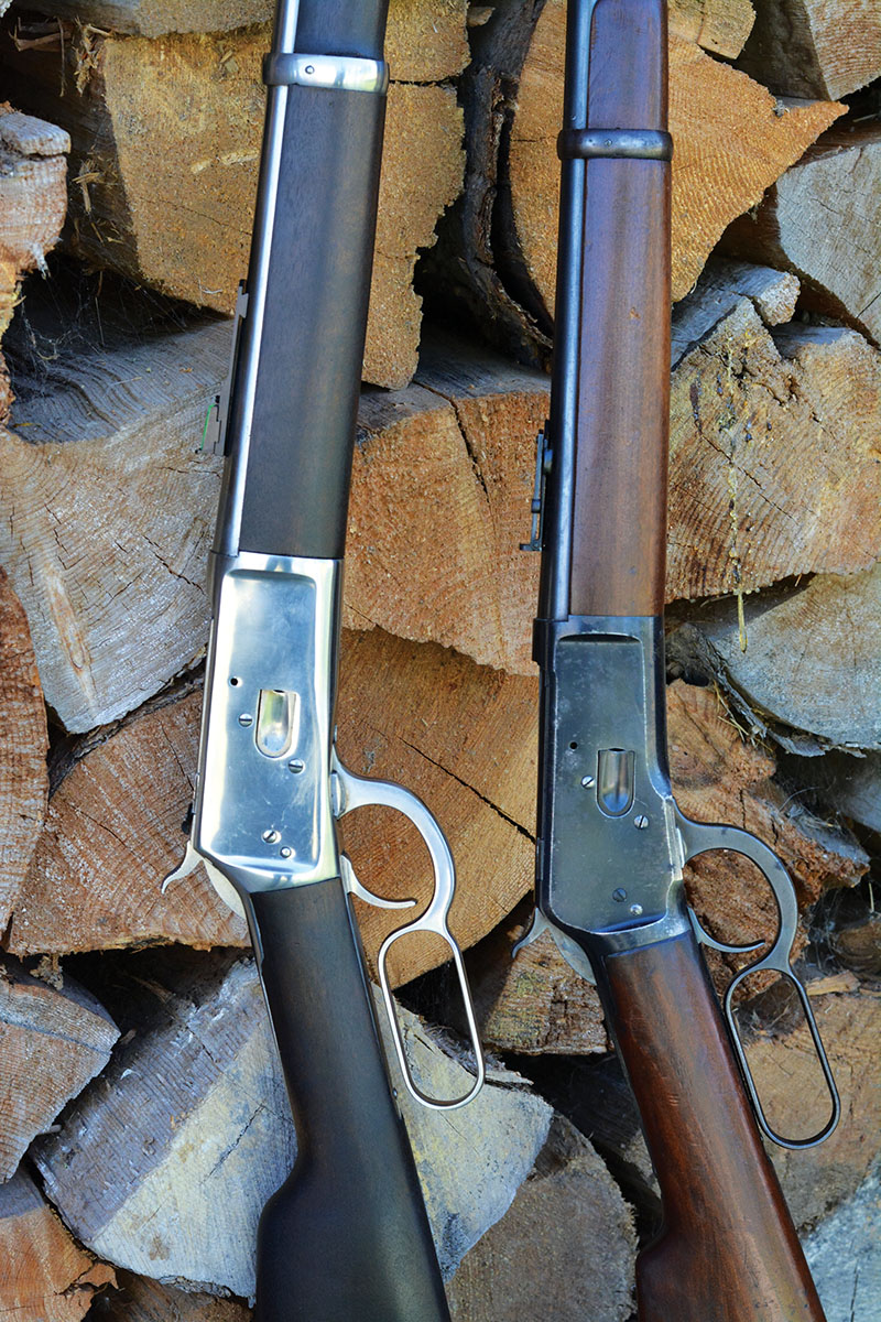 The Puma M92/Rossi R92 (left) are patterned after the original Winchester Model 1892 (right) and features twin vertical locking lugs.